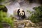 beautiful panda in the nature