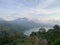 beautiful panorama of beautiful countryside of twin lake in bali. sunny afternoon. wonderful springtime landscape in mountains