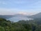 beautiful panorama of beautiful countryside of twin lake in bali. sunny afternoon. wonderful springtime landscape in mountains