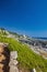 The beautiful panorama on the blue sea, from the rocky cliff of Salento.