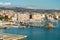 Beautiful panorama of Civitavecchia, promenade, port, pier on a Sunny day, a picture from the Board of the cruise liner.