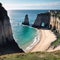 Beautiful Panorama in Etretat France ,Sea, Beach, Coast, Normandy, Atlantic, Ocean, Cliffs, Rocks, made with