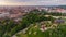 A beautiful panorama of GdaÅ„sk in the morning with a soft light touching the buildings.