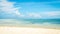 Beautiful panorama of horizon with hazy white tropical clouds above tropical blue empty sea.