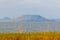 Beautiful panorama of Lake Balaton near the town of Fonyod, in the background the Badacsony Mountains and Szigliget