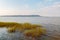 Beautiful panorama of Lake Balaton near the town of Fonyod, in the background the Badacsony Mountains and Szigliget