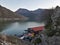 Beautiful panorama of Lake Turano near Carsoli.  In the background the peninsula of Castel di Tora