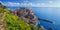 Beautiful panorama of Manarola town. Is one of five famous colorful villages of Cinque Terre National Park in Italy.