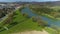 Beautiful Panorama Mountains River San Valley Sanok Aerial View Poland