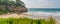 Beautiful panorama ocean coastline and beach in Cala crancs, Salou. Costa Daurada in Spain.