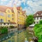 Beautiful panorama of old town Colmar, France.