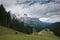 Beautiful panorama over San Martino di Castrozza with Pale di San Martino in the background, Trentino