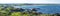 Beautiful panorama of rocky coastline and islands near Hellestostranden beach