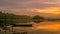 Beautiful panorama of sunrise at Benanga Reservoir, Samarinda, East Kalimantan, Indonesia