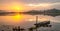 Beautiful panorama of sunrise at Benanga Reservoir, Samarinda, East Kalimantan, Indonesia