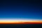 Beautiful panorama of sunset from height of airplane. Dark sunri