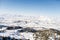 Beautiful panorama of the Tien Shan mountains in Uzbekistan in the Beldersay ski resort on a clear winter day