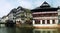 Beautiful panorama timber framing houses, Fachwerk architecture on picturesque canals of Strasbourg