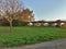 Beautiful panorama of the Tor Tre Teste park in Rome.  In the background the ancient Roman aqueduct.