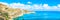 Beautiful Panorama with turquoise sea. View of Theseus Beach, Ammoudi, Crete, Greece. HD landscape