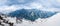 Beautiful panorama view of outside for landscape snow wall from Murodo station in Toyama, Japan