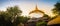 Beautiful panorama view of Wat Saket Ratcha Wora Maha Wihan (Wat Phu Khao Thong, Golden Mount temple), a popular Bangkok tourist