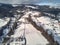 Beautiful panoramic aerial drone view panorama to the to the Istebna - large village and the seat of Gmina Istebna, Cieszyn County