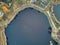 Beautiful panoramic aerial drone view to Cietrzewia ponds or Glinianki Cietrzewia - two water reservoirs, located in Warsaw, in