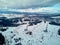 Beautiful panoramic aerial drone view to the ski slopes with lifts in the Bialka Tatrzanska ski resort Tatra Mountains Tatras,