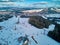 Beautiful panoramic aerial drone view to the ski slopes with lifts in the Bialka Tatrzanska ski resort Tatra Mountains Tatras,