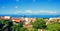 Beautiful panoramic aerial view of La Orotava town. Historical center landmarks and architecture of La Orotava.