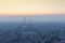 Beautiful panoramic aerial view of Paris and Eiffel tower at sunset from Montparnasse Tower