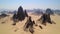 Beautiful panoramic aerial view of rock formations in the desert