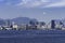 Beautiful panoramic landscape and aerial view of the Rio de Janeiro skyline at sunset. View of Ipanema beach, the Corcovado hill