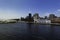 Beautiful panoramic landscape and aerial view of the Rio de Janeiro skyline at sunset. View of Ipanema beach, the Corcovado hill