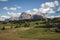 beautiful panoramic landscape of the rocky Seiser Alm and wide pasture in Compatsch Italy
