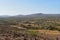 Beautiful panoramic mountain ranges in the arid landscapes in rural Kenya