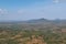 Beautiful panoramic mountain ranges in the arid landscapes in rural Kenya