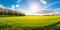 Beautiful panoramic natural landscape of a green field