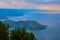 Beautiful Panoramic nature view of lake Toba from Berastagi, Medan, Indonesia