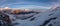 Beautiful panoramic shot of a High Himalayas from Mera peak high camp site at 5700m. You can see a Makalu eight-thousander 8481m