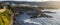 Beautiful panoramic sunrise photograph of the harbor of the South African city of Hermanus, which is one of the southernmost