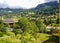 Beautiful Panoramic Swiss scenery seen from a train window