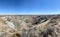 A beautiful panoramic view of the badlands in Dinosaur provincial park, Alberta, Canada.  Full of valleys of hoodoos and coulees.