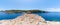 Beautiful panoramic view of cape Punta Galera. Ibiza, Balearic Islands, Spain