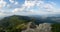 Beautiful panoramic view of Ceahlau National Park from Toaka Peak. Carpathians, Romania