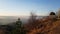 Beautiful panoramic view of the city of Kislovodsk from the top of Kislovodsk Park. Beautiful gazebo with columns