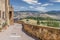 Beautiful panoramic view of the countryside surrounding Pienza, Siena, Italy, from the scenic walk of the historic center