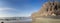 Beautiful panoramic view of Famara beach on the island of Lanzarote, Canary Islands, Spain