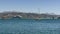 Beautiful panoramic view of the Gulf of poets with sailing boats and a cruise ship, Liguria, Italy